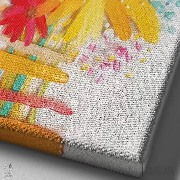 تابلو دکوراتیو دسته گل چهارم اثر اتاوی - نمای نزدیک بافت بوم