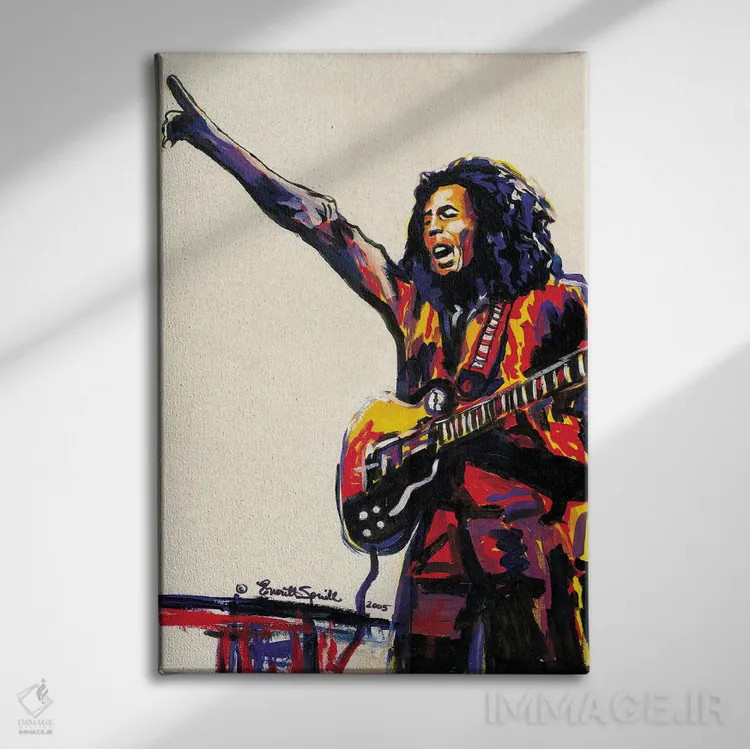 تابلو دکوراتیو باب مارلی اثر اورت اسپرویل - نمای روبهرو روی دیوار