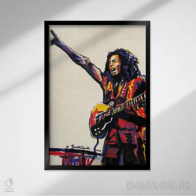 تابلو دکوراتیو باب مارلی اثر اورت اسپرویل - نمای قابدار مشکی