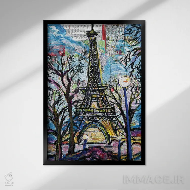 تابلو دکوراتیو برج ایفل اثر اورت اسپرویل - نمای قابدار مشکی