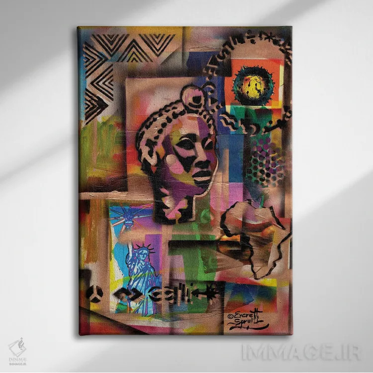 تابلو دکوراتیو ملکه مادر بنین اثر اورت اسپرویل - نمای روبهرو روی دیوار