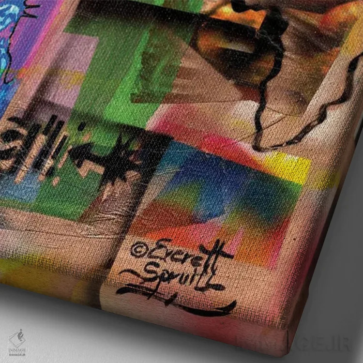 تابلو دکوراتیو ملکه مادر بنین اثر اورت اسپرویل - نمای نزدیک بافت بوم