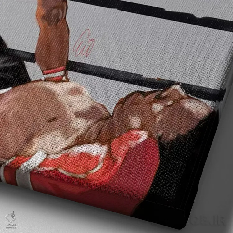 تابلو دکوراتیو مشت زنی علی اثر ایوان ویلیامز - نمای نزدیک بافت بوم