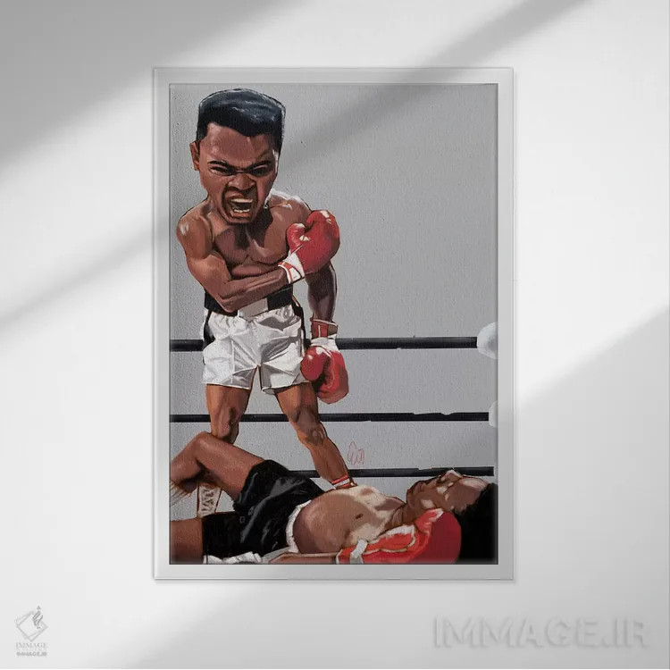 تابلو دکوراتیو مشت زنی علی اثر ایوان ویلیامز - نمای قابدار سفید