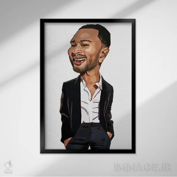 تابلو دکوراتیو جان لجند اثر ایوان ویلیامز - نمای قابدار مشکی