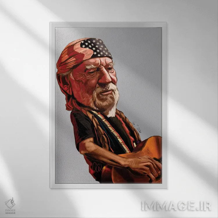 تابلو دکوراتیو ویلی نلسون اثر ایوان ویلیامز - نمای قابدار سفید