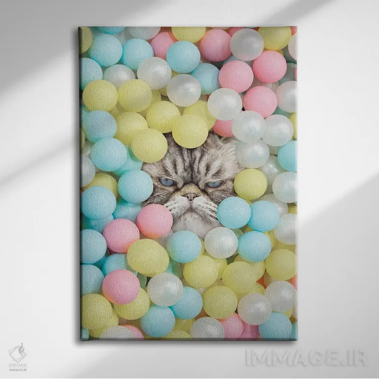 تابلو دکوراتیو گربه منشی اثر ارین سامر - نمای روبهرو روی دیوار