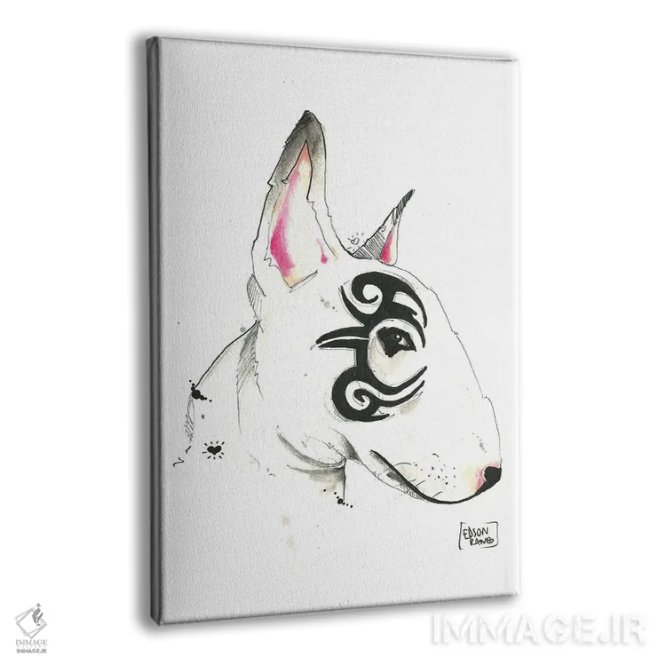 تابلو دکوراتیو بول تریر قبیله ای اثر ادسون راموس - نمای پرسپکتیو محصول