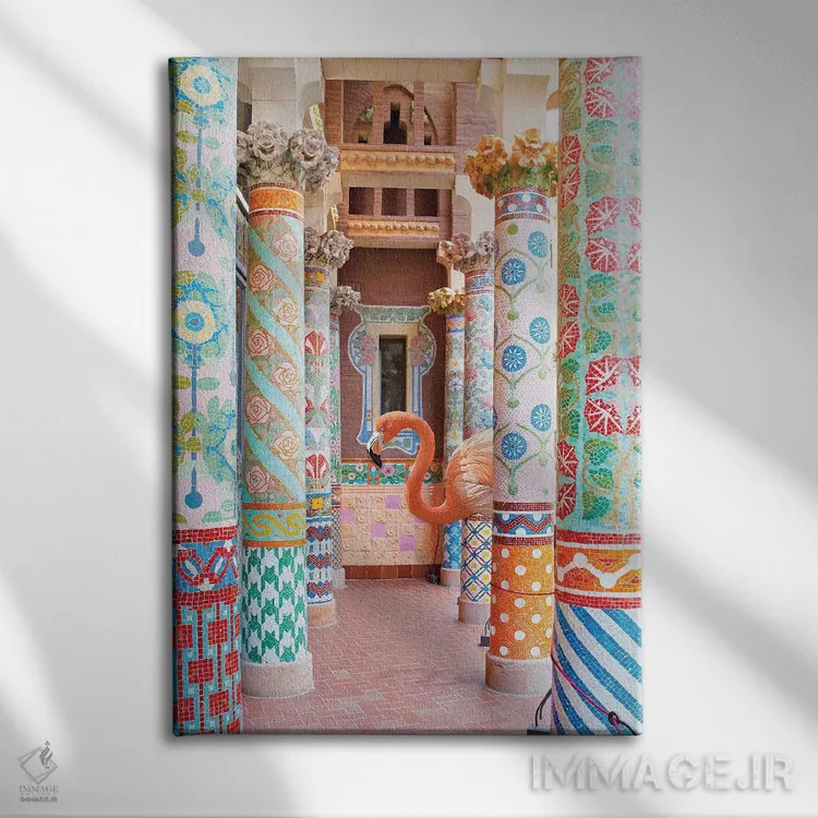 تابلو دکوراتیو ستون های فلامینگو اثر ارین سامر - نمای روبهرو روی دیوار