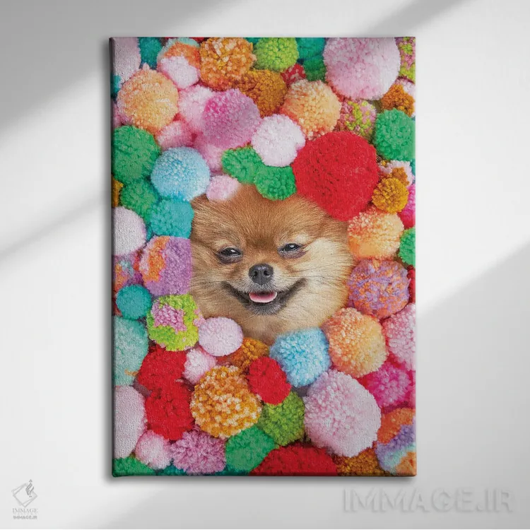 تابلو دکوراتیو پوم پومرانیان اثر ارین سامر - نمای روبهرو روی دیوار