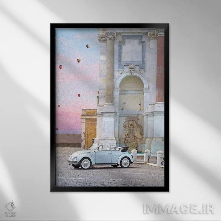 تابلو دکوراتیو کالسکه در رم اثر ارین سامر - نمای قابدار مشکی