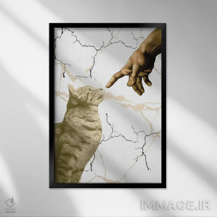 تابلو دکوراتیو آفرینش آدام اثر ادسون راموس - نمای قابدار مشکی