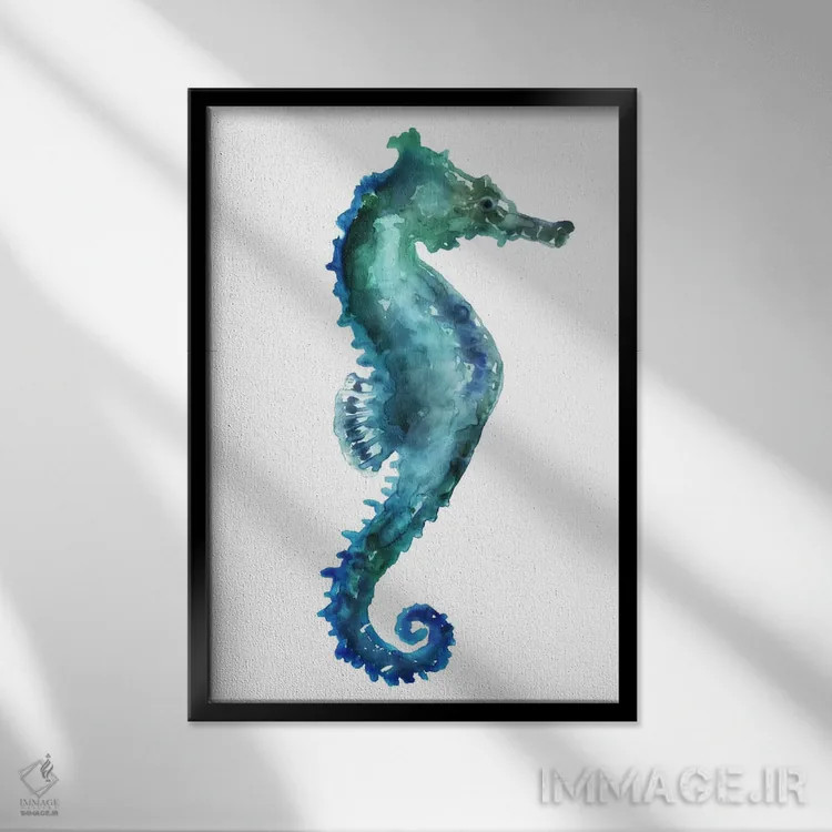 تابلو دکوراتیو اسب دریایی اثر ادوارد سلکرک - نمای قابدار مشکی