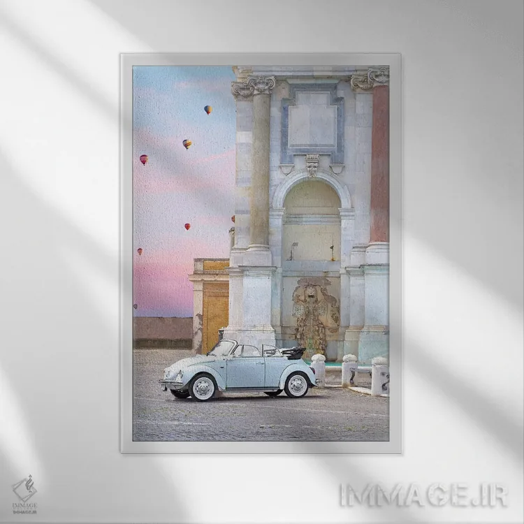 تابلو دکوراتیو کالسکه در رم اثر ارین سامر - نمای قابدار سفید