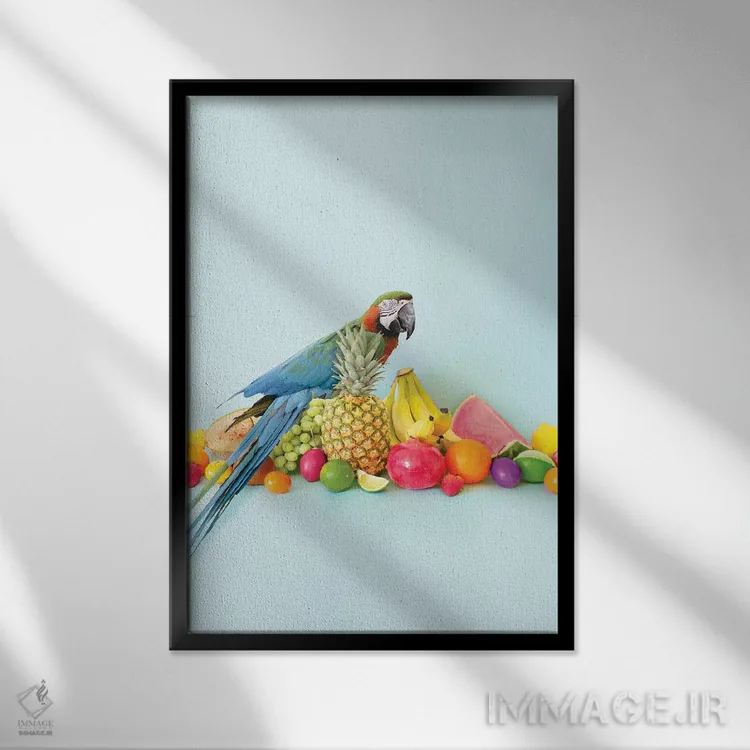 تابلو دکوراتیو پرتره طوطی اثر ارین سامر - نمای قابدار مشکی