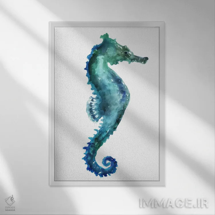 تابلو دکوراتیو اسب دریایی اثر ادوارد سلکرک - نمای قابدار سفید