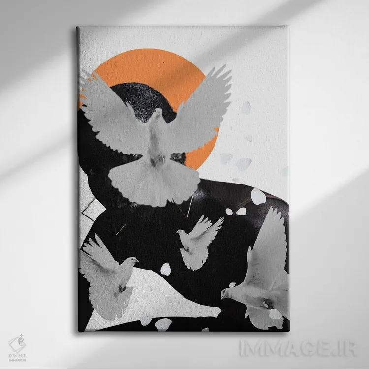 تابلو دکوراتیو کبوترها اثر ادسون راموس - نمای روبهرو روی دیوار