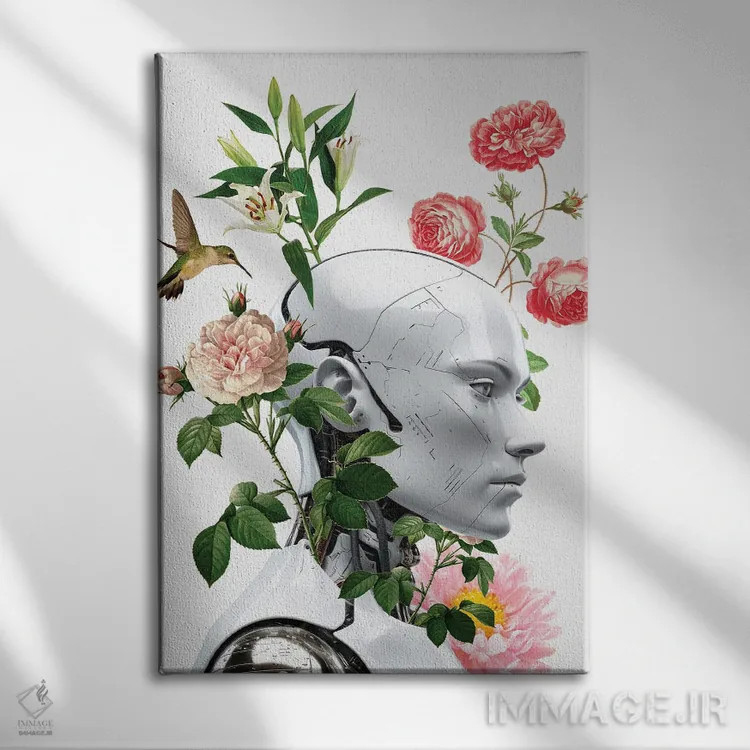 تابلو مدرن گل های رباتی اثر ادسون راموس - نمای روبهرو روی دیوار