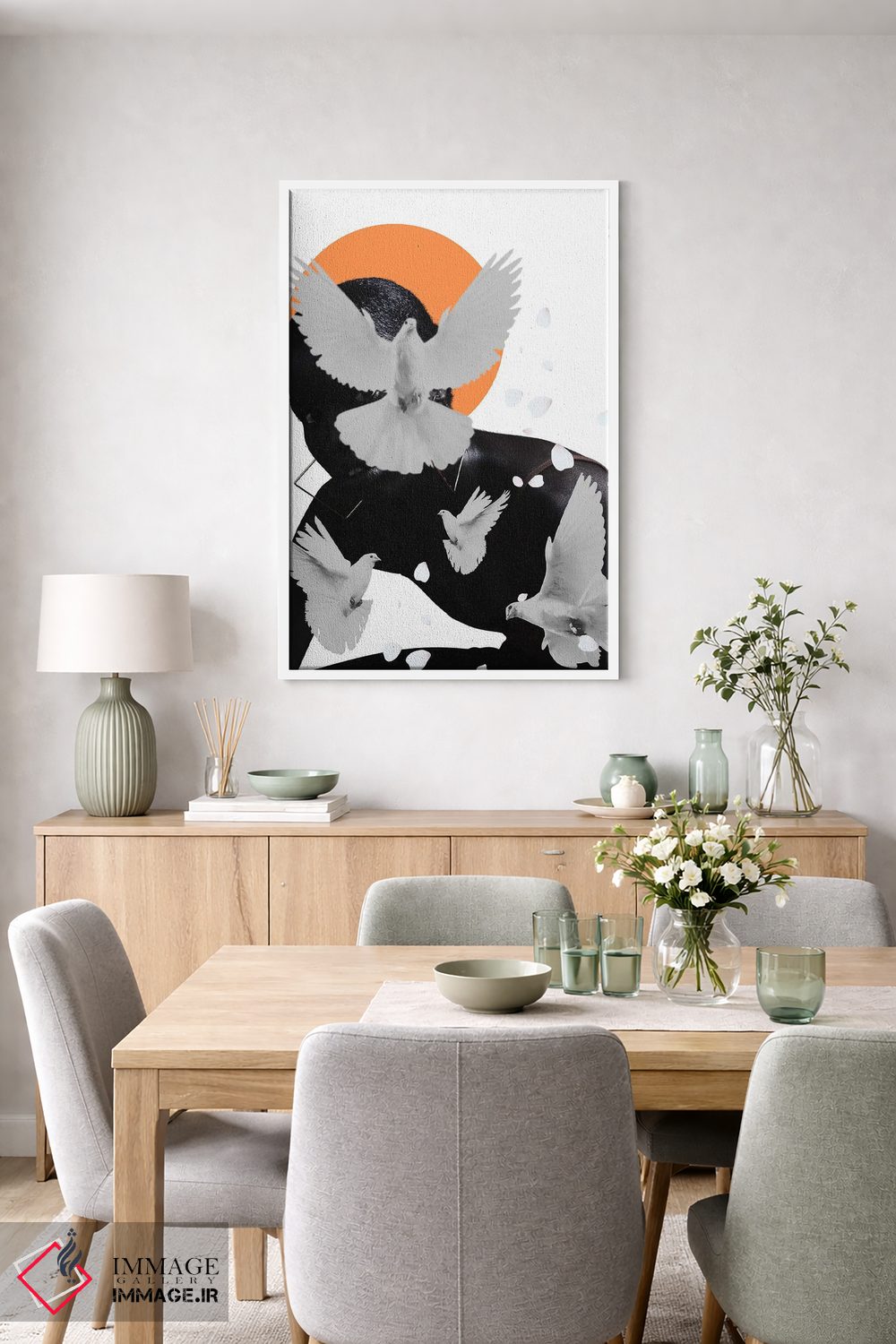 تابلو دکوراتیو کبوترها اثر ادسون راموس - D6W