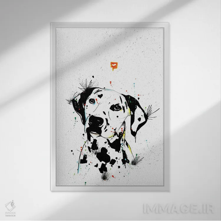تابلو دکوراتیو سگ دالماتین اثر ادسون راموس - نمای قابدار سفید