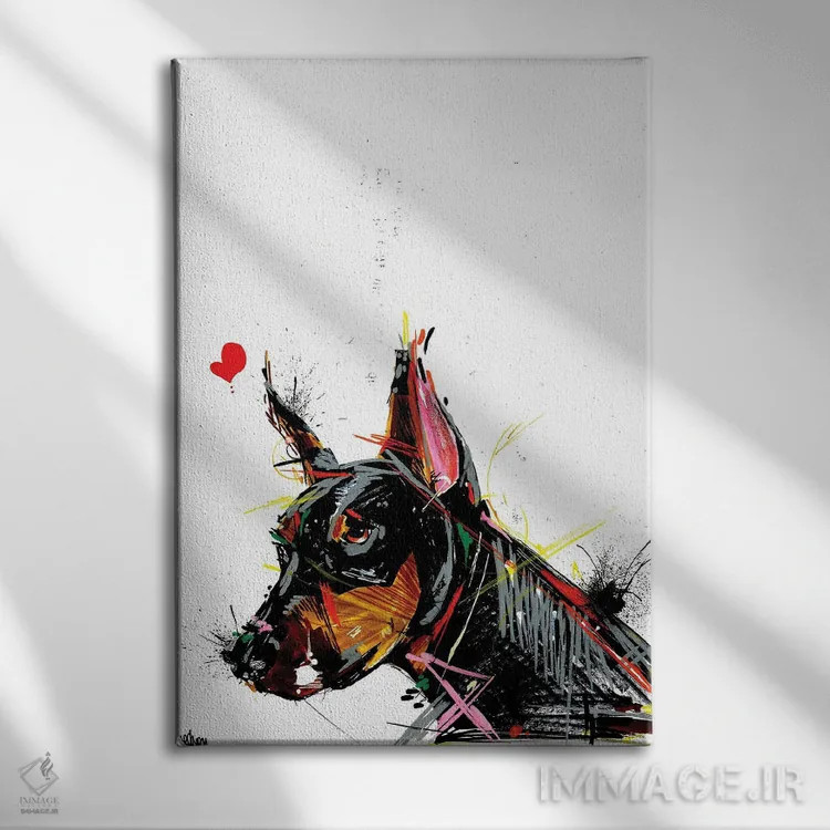 تابلو دکوراتیو سگ دوبرمن اثر ادسون راموس - نمای روبهرو روی دیوار