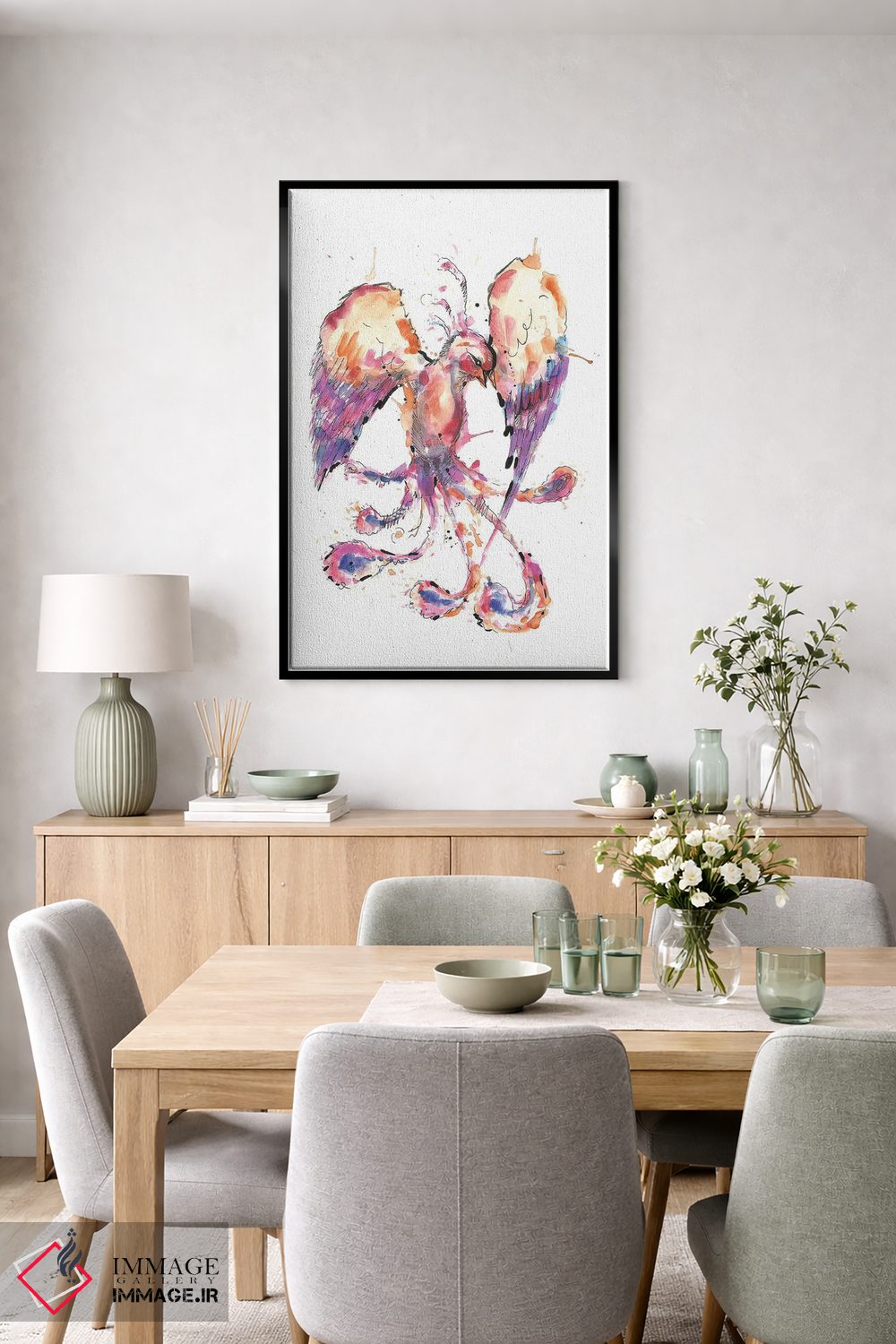 تابلو دکوراتیو ققنوس آبرنگی اثر ادسون راموس - D6B