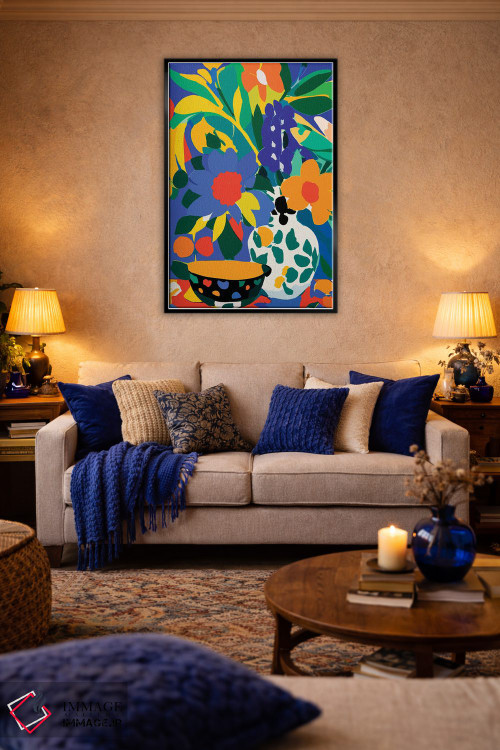 تابلو انتزاعی گلدان گل اثر ادسون راموس - D4B