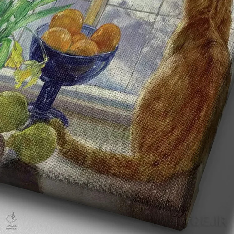 تابلو کلاسیک سایه های برف و گربه اثر تیموتی ایستون - نمای نزدیک بافت بوم