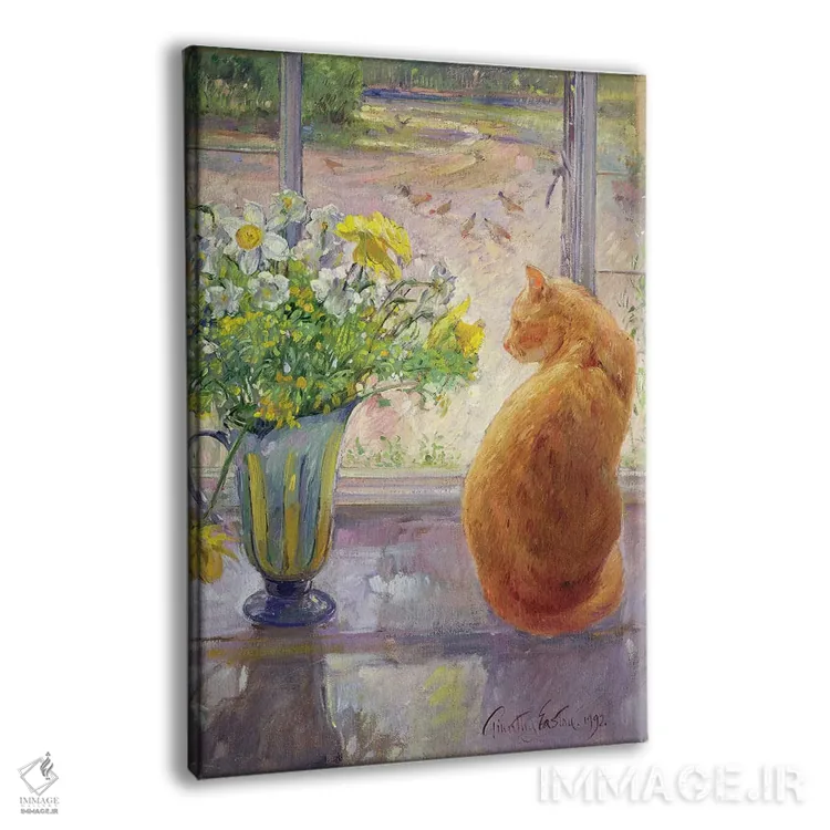 تابلو کلاسیک پارچ راه راه با گل های بهاری، ۱۹۹۲ اثر تیموتی ایستون - نمای پرسپکتیو محصول