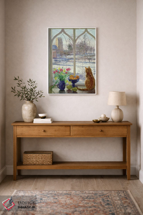 تابلو کلاسیک سایه های برف و گربه اثر تیموتی ایستون - D1W