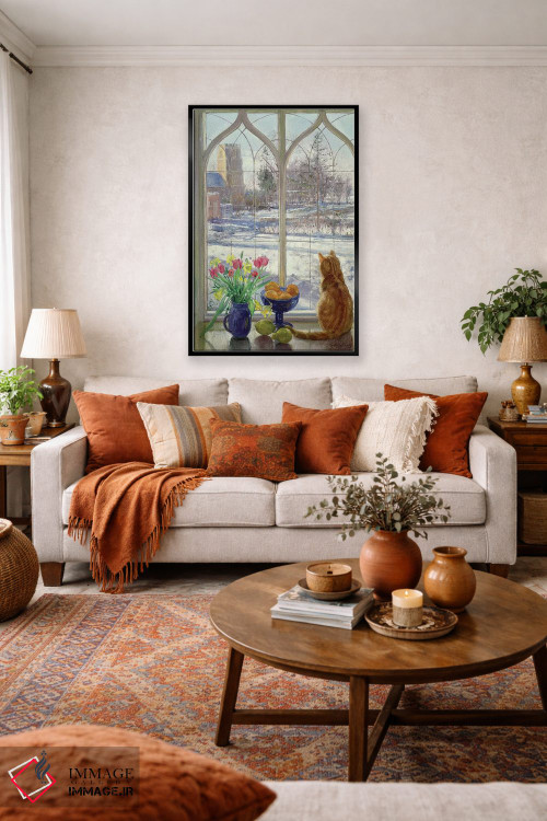 تابلو کلاسیک سایه های برف و گربه اثر تیموتی ایستون - D4B