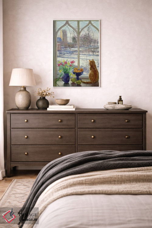 تابلو کلاسیک سایه های برف و گربه اثر تیموتی ایستون - D3W