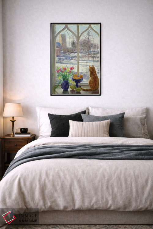 تابلو کلاسیک سایه های برف و گربه اثر تیموتی ایستون - D6B