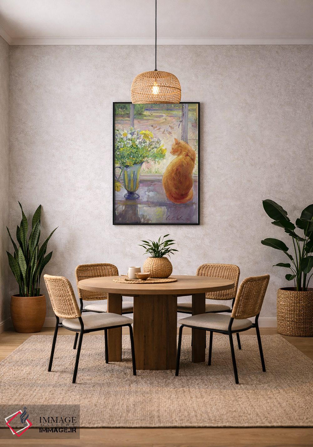 تابلو کلاسیک پارچ راه راه با گل های بهاری، ۱۹۹۲ اثر تیموتی ایستون - D4B