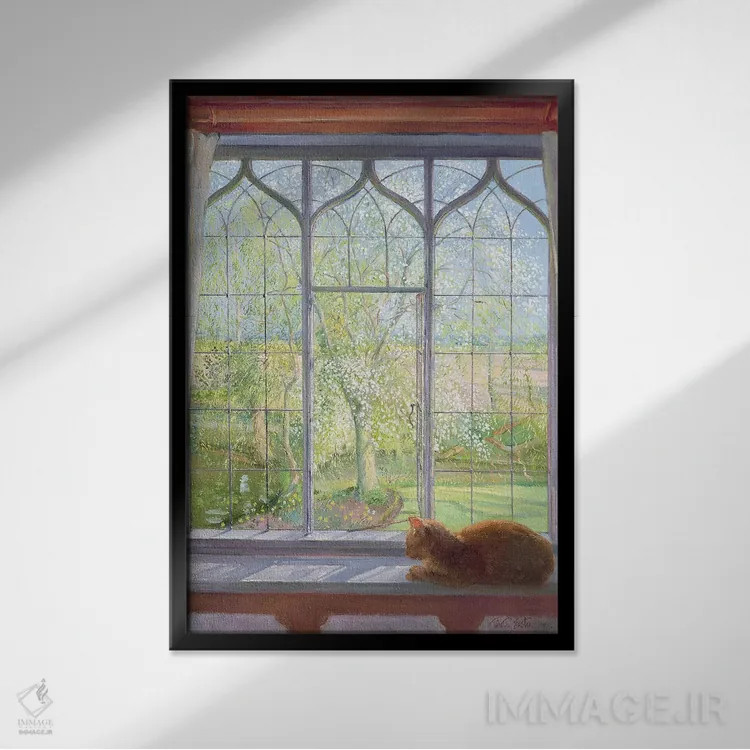 تابلو کلاسیک پنجره در بهار اثر تیموتی ایستون - نمای قابدار مشکی