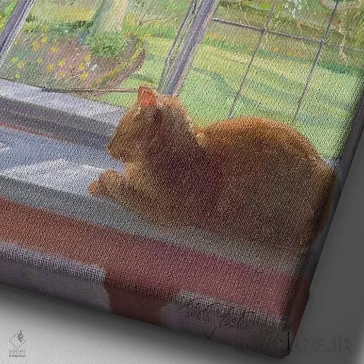 تابلو کلاسیک پنجره در بهار اثر تیموتی ایستون - نمای نزدیک بافت بوم