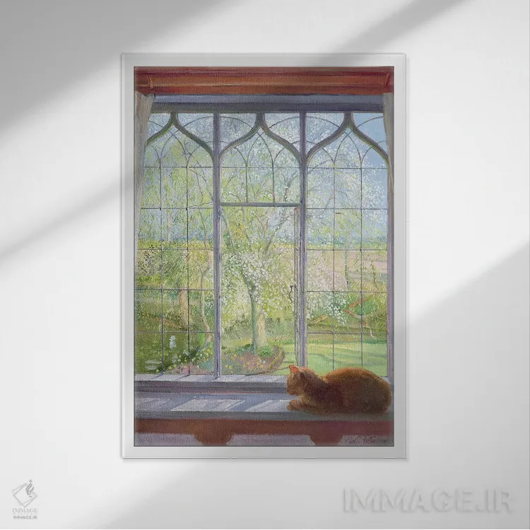 تابلو کلاسیک پنجره در بهار اثر تیموتی ایستون - نمای قابدار سفید