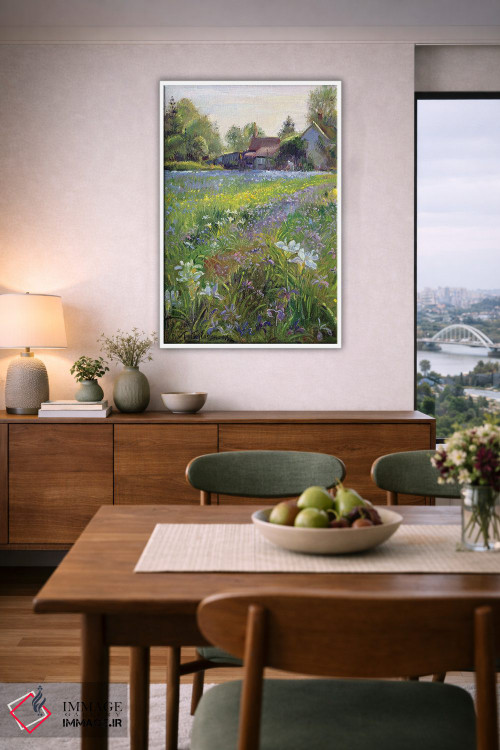 تابلو کلاسیک زنبق های کوتاه و کلبه، ۱۹۹۳ اثر تیموتی ایستون - D6W