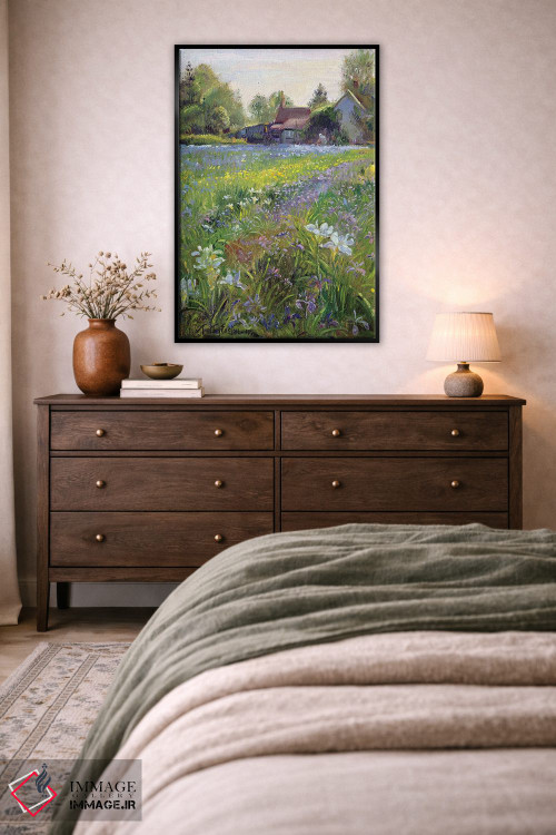 تابلو کلاسیک زنبق های کوتاه و کلبه، ۱۹۹۳ اثر تیموتی ایستون - D5B