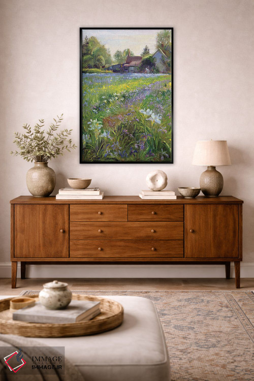 تابلو کلاسیک زنبق های کوتاه و کلبه، ۱۹۹۳ اثر تیموتی ایستون - D4B