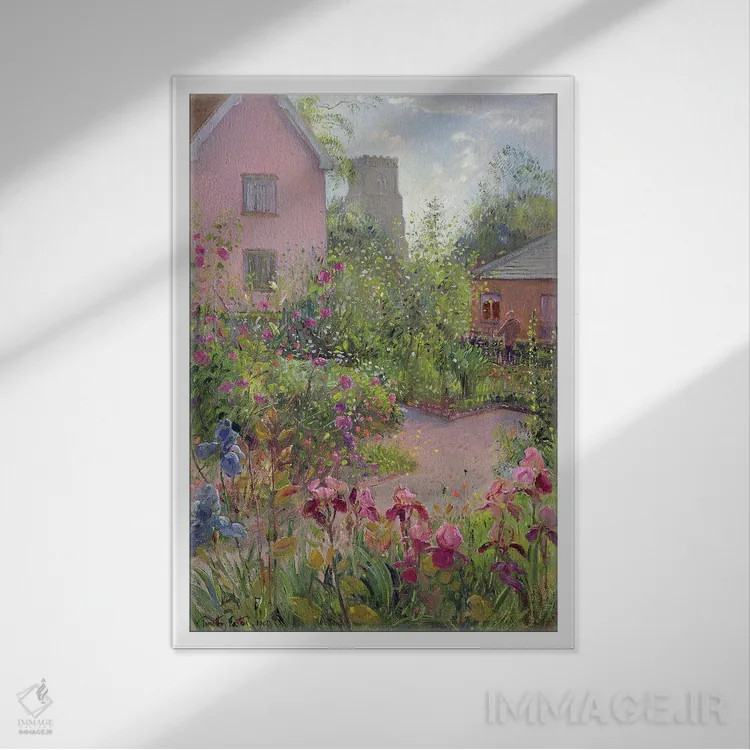 تابلو کلاسیک باغچه گیاهان دارویی در ظهر اثر تیموتی ایستون - نمای قابدار سفید