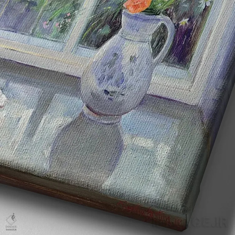 تابلو کلاسیک گل های مهتابی، ۱۹۹۱ اثر تیموتی ایستون - نمای نزدیک بافت بوم