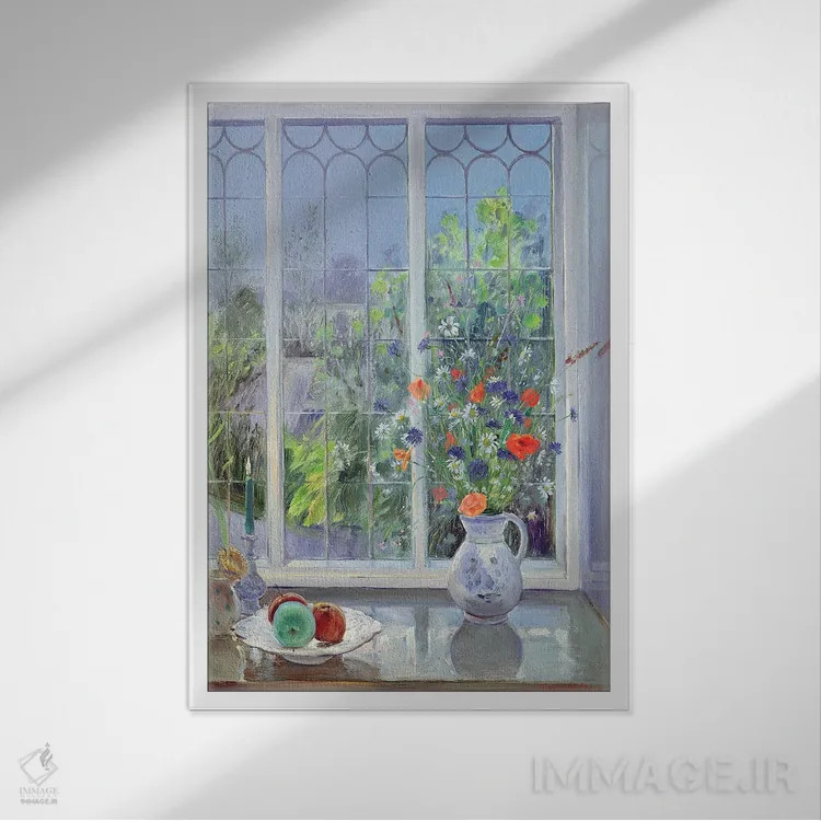 تابلو کلاسیک گل های مهتابی، ۱۹۹۱ اثر تیموتی ایستون - نمای قابدار سفید