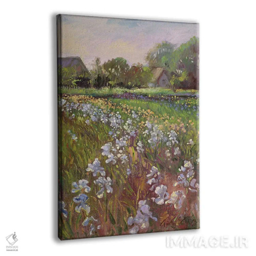 تابلو کلاسیک زنبق های سفید و خانه روستایی اثر تیموتی ایستون - نمای پرسپکتیو محصول
