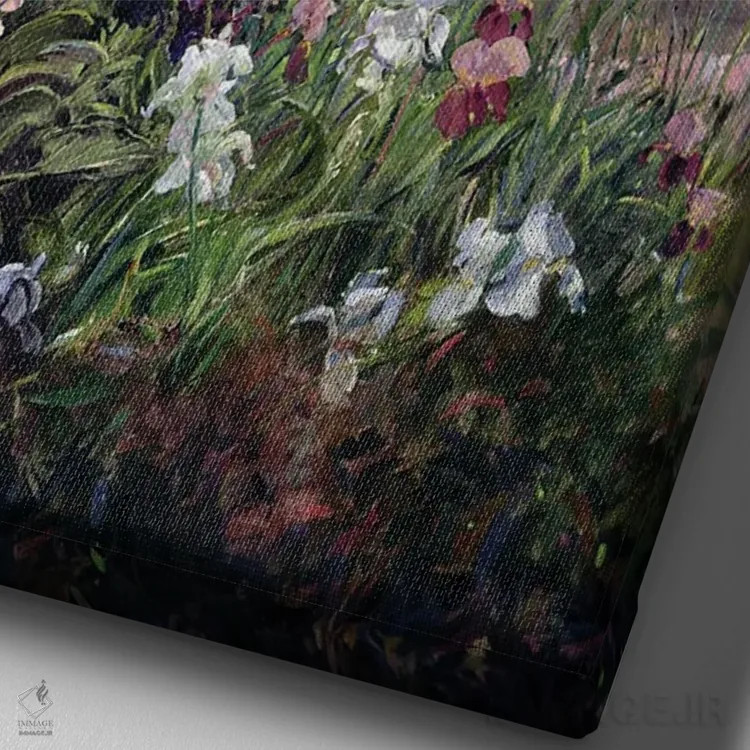 تابلو دکوراتیو زنبق ها در باغ رسمی، ۱۹۹۳ اثر تیموتی ایستون - نمای نزدیک بافت بوم