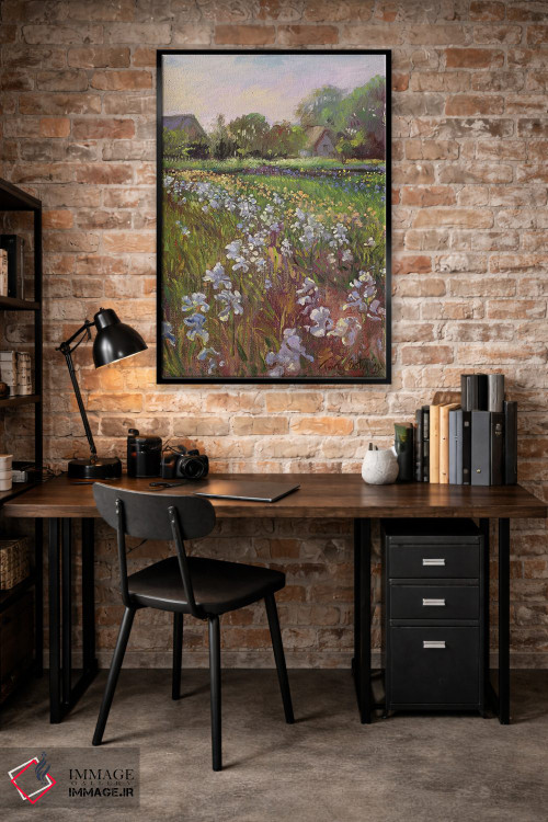 تابلو کلاسیک زنبق های سفید و خانه روستایی اثر تیموتی ایستون - D4B