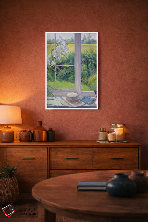 تابلو کلاسیک صندلی کنار پنجره و سوسن ، ۱۹۹۱ اثر تیموتی ایستون - D2W