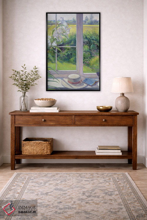 تابلو کلاسیک صندلی کنار پنجره و سوسن ، ۱۹۹۱ اثر تیموتی ایستون - D5B