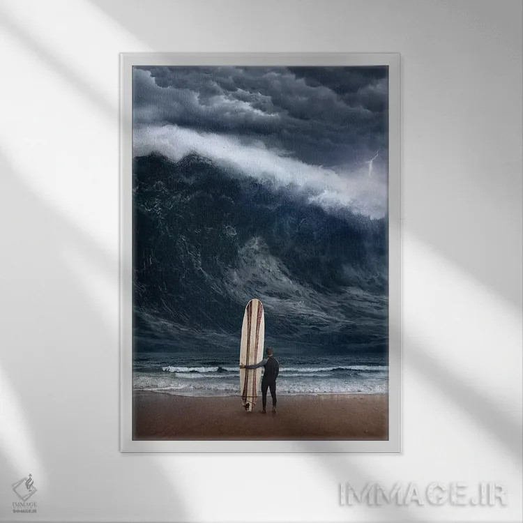 تابلو دکوراتیو فاجعه موج سواری اثر اوگنی سولویف - نمای قابدار سفید