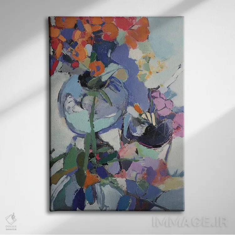 تابلو انتزاعی اتود ۵ اثر النا شرایبمن - نمای روبهرو روی دیوار